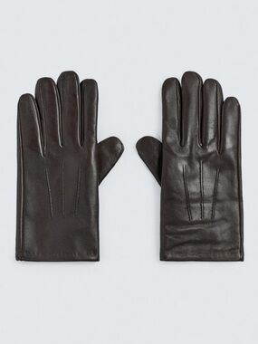 Zara Man NWOT men’s leather gloves brown 3920/428